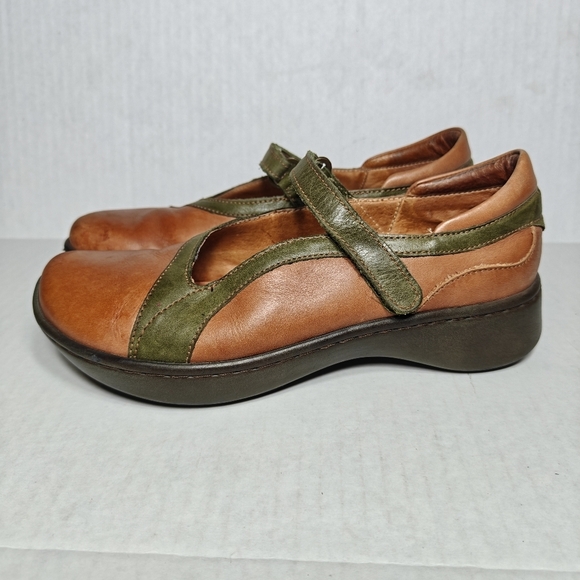 Naot Shoes - NAOT Minke Mary Jane Brown Olive Silver Leather Strap Women's Shoes Size 6 EU 37
